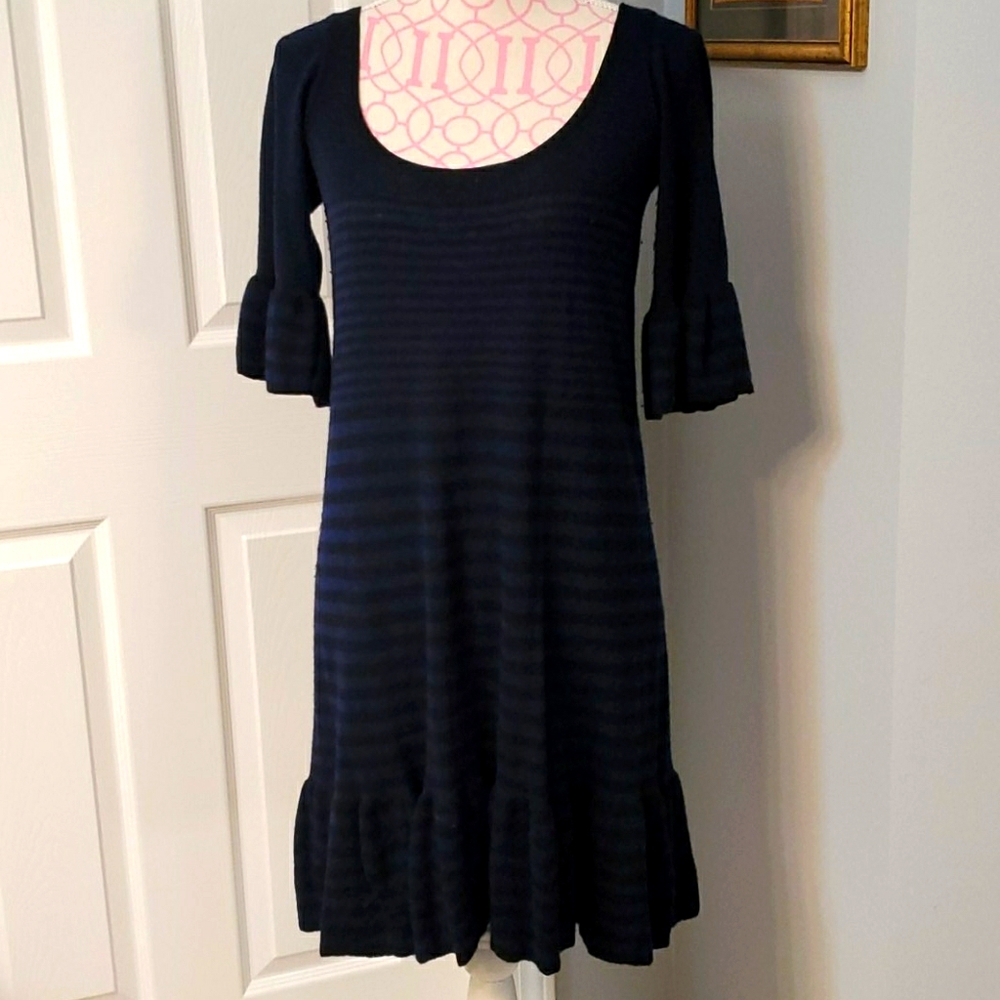 Free People black and blue 100% wool dress sz M